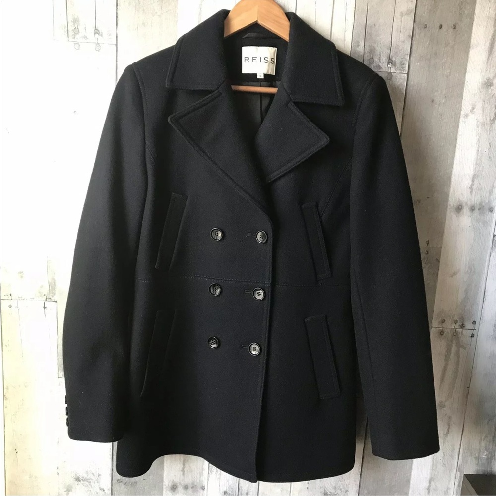 Reiss Voletta Wool‎ Blend Double Breasted Pea Coat